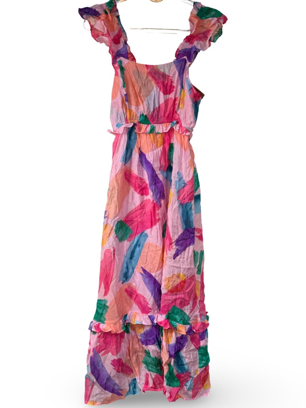๐ฉท๐๐งก๐โ Blu Pepper Pink Multicolor Ruffle Strap Maxi Dress - Picture 9 of 9
